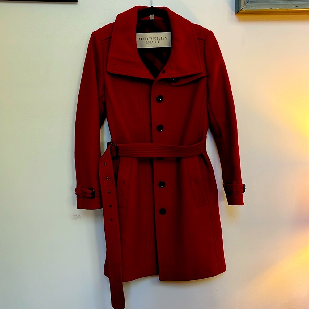 Burberry Brit Red Pea Coat